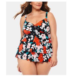 Swim Solutions 20W Floral Tummy-Control Swimsuit